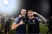 9 November 2020; Goalscorers Ronan Coughlan, left, and Jesse Devers of Sligo Rovers celebrate after their sides victory in the SSE Airtricity League Premier Division match between Dundalk and Sligo Rovers at Oriel Park in Dundalk, Louth. Photo by Sam Barnes/Sportsfile