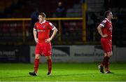 9 November 2020; Oscar Brennan, left, and Dan Byrne of Shelbourne following their side's defeat to Shamrock Rovers in their SSE Airtricity League Premier Division at Tolka Park in Dublin. Photo by Seb Daly/Sportsfile