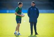 10 November 2020; Seamus Coleman and Ruaidhri Higgins, Republic of Ireland chief scout and opposition analyst, during a Republic of Ireland training session at The Hive in London, England. Photo by Stephen McCarthy/Sportsfile