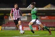 9 November 2020; Cian Coleman of Cork City in action against Joe Thomson of Derry City during the SSE Airtricity League Premier Division match between Cork City and Derry City at Turners Cross in Cork. Photo by Eóin Noonan/Sportsfile