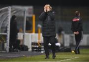 9 November 2020; Sligo Rovers manager Liam Buckley reacts to a missed chance during the SSE Airtricity League Premier Division match between Dundalk and Sligo Rovers at Oriel Park in Dundalk, Louth. Photo by Sam Barnes/Sportsfile