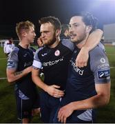 9 November 2020; Ronan Coughlan, right, and David Cawley of Sligo Rovers celebrate following their side's victory in the SSE Airtricity League Premier Division match between Dundalk and Sligo Rovers at Oriel Park in Dundalk, Louth. Photo by Sam Barnes/Sportsfile