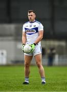 8 November 2020; Gary Walsh of Laois prepares to kick a free during the Leinster GAA Football Senior Championship Quarter-Final match between Longford and Laois at Glennon Brothers Pearse Park in Longford. Photo by Ray McManus/Sportsfile