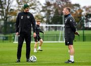 11 November 2020; Assistant managers John O'Shea, left, and Alan Reynolds during a Republic of Ireland U21 training session at the FAI National Training Centre in Abbotstown, Dublin. Photo by Seb Daly/Sportsfile