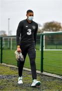 11 November 2020; Gavin Bazunu arrives prior to a Republic of Ireland U21 training session at the FAI National Training Centre in Abbotstown, Dublin. Photo by Seb Daly/Sportsfile