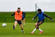 11 November 2020; Joshua Kayode, right, and Jack Taylor during a Republic of Ireland U21 training session at the FAI National Training Centre in Abbotstown, Dublin. Photo by Seb Daly/Sportsfile