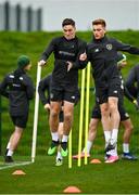 11 November 2020; Conor Coventry, left, and Connor Ronan during a Republic of Ireland U21 training session at the FAI National Training Centre in Abbotstown, Dublin. Photo by Seb Daly/Sportsfile