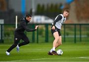 11 November 2020; Mark McGuinness, right, and Troy Parrott during a Republic of Ireland U21 training session at the FAI National Training Centre in Abbotstown, Dublin. Photo by Seb Daly/Sportsfile