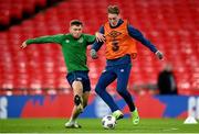 11 November 2020; Ronan Curtis, right, and Dara O'Shea during a Republic of Ireland training session at Wembley Stadium in London, England. Photo by Stephen McCarthy/Sportsfile