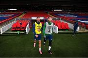 11 November 2020; Matt Doherty, right, and Conor Hourihane during a Republic of Ireland training session at Wembley Stadium in London, England. Photo by Stephen McCarthy/Sportsfile