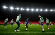 11 November 2020; Shane Duffy, left, and James McClean during a Republic of Ireland training session at Wembley Stadium in London, England. Photo by Stephen McCarthy/Sportsfile
