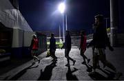 8 November 2020; Offaly players make their way to the dressing rooms after the warm-up before the Leinster GAA Football Senior Championship Quarter-Final match between Offaly and Kildare at MW Hire O'Moore Park in Portlaoise, Laois. Photo by Piaras Ó Mídheach/Sportsfile