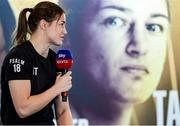 12 November 2020; Katie Taylor during a press conference in advance of her Undisputed Lightweight Championship fight with Miriam Gutierrez on Saturday night. Photo by Mark Robinson / Matchroom Boxing via Sportsfile