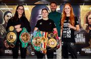 12 November 2020; Katie Taylor with Terri Harper, left, Rachel Ball and promoter Eddie Hearn at a press conference in advance of her Undisputed Lightweight Championship fight with Miriam Gutierrez on Saturday night. Photo by Mark Robinson / Matchroom Boxing via Sportsfile