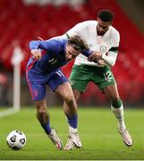 12 November 2020; Jack Grealish of England holds off the challenge of Cyrus Christie of Republic of Ireland during the International Friendly match between England and Republic of Ireland at Wembley Stadium in London, England. Photo by Matt Impey/Sportsfile