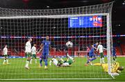 12 November 2020; Harry Maguire, right, of England turns to celebrate after scoring his side's first goal goal during the International Friendly match between England and Republic of Ireland at Wembley Stadium in London, England. Photo by Stephen McCarthy/Sportsfile