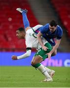 12 November 2020; Adam Idah of Republic of Ireland is tackled by Michael Keane of England during the International Friendly match between England and Republic of Ireland at Wembley Stadium in London, England. Photo by Matt Impey/Sportsfile