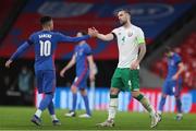 12 November 2020; Shane Duffy of Republic of Ireland, right, and Jadon Sancho of England after the International Friendly match between England and Republic of Ireland at Wembley Stadium in London, England. Photo by Matt Impey/Sportsfile