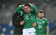 12 November 2020; Kyle Lafferty of Northern Ireland is consoled following the UEFA EURO2020 Qualifying Play-Off Final match between Northern Ireland and Slovakia at National Football Stadium at Windsor Park in Belfast. Photo by David Fitzgerald/Sportsfile