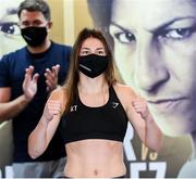 13 November 2020; Katie Taylor prior to weighing in at SSE Wembley Arena, London, England, in advance of her Undisputed Lightweight Championship fight with Miriam Gutierrez on Saturday night. Photo by Mark Robinson / Matchroom Boxing via Sportsfile