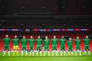 12 November 2020; Republic of Ireland players stand for the national anthems prior to the International Friendly match between England and Republic of Ireland at Wembley Stadium in London, England. Photo by Stephen McCarthy/Sportsfile