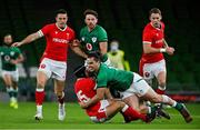 13 November 2020; Leigh Halfpenny of Wales is tackled by James Lowe of Ireland during the Autumn Nations Cup match between Ireland and Wales at Aviva Stadium in Dublin. Photo by Ramsey Cardy/Sportsfile