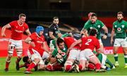 13 November 2020; Quinn Roux of Ireland scores his side's first try during the Autumn Nations Cup match between Ireland and Wales at Aviva Stadium in Dublin. Photo by Ramsey Cardy/Sportsfile