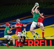 13 November 2020; Chris Farrell of Ireland in action against Leigh Halfpenny of Wales during the Autumn Nations Cup match between Ireland and Wales at Aviva Stadium in Dublin. Photo by Ramsey Cardy/Sportsfile
