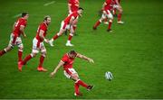 13 November 2020; Leigh Halfpenny of Wales kicks a penalty during the Autumn Nations Cup match between Ireland and Wales at Aviva Stadium in Dublin. Photo by David Fitzgerald/Sportsfile