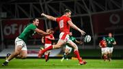 13 November 2020; Dan Biggar of Wales in action against James Lowe of Ireland during the Autumn Nations Cup match between Ireland and Wales at Aviva Stadium in Dublin. Photo by David Fitzgerald/Sportsfile