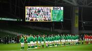 13 November 2020; The Harmony Federation choir sing Ireland's Call with the Ireland team ahead of the Autumn Nations Cup match between Ireland and Wales at Aviva Stadium in Dublin. Photo by David Fitzgerald/Sportsfile