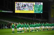 13 November 2020; The Harmony Federation choir sing Ireland's Call with the Ireland team ahead of the Autumn Nations Cup match between Ireland and Wales at Aviva Stadium in Dublin. Photo by David Fitzgerald/Sportsfile