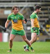 14 November 2020; Peadar Mogan celebrates with Donegal team-mate Ryan McHugh, right, after scoring his side's first goal during the Ulster GAA Football Senior Championship Semi-Final match between Donegal and Armagh at Kingspan Breffni in Cavan. Photo by Ramsey Cardy/Sportsfile