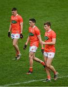14 November 2020; Armagh players, from left, Greg McCabe, Rory Grugan and Oisin O'Neill leave the pitch at half-time during the Ulster GAA Football Senior Championship Semi-Final match between Donegal and Armagh at Kingspan Breffni in Cavan. Photo by David Fitzgerald/Sportsfile
