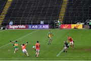 14 November 2020; Peadar Mogan of Donegal shoots to score his side's first goal during the Ulster GAA Football Senior Championship Semi-Final match between Donegal and Armagh at Kingspan Breffni in Cavan. Photo by Ramsey Cardy/Sportsfile