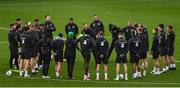 14 November 2020; Republic of Ireland manager Jim Crawford speaks to his players during a Republic of Ireland U21's training session at Tallaght Stadium in Dublin. Photo by Harry Murphy/Sportsfile