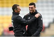 14 November 2020; Republic of Ireland manager Jim Crawford and Troy Parrott during a Republic of Ireland U21's training session at Tallaght Stadium in Dublin. Photo by Harry Murphy/Sportsfile