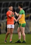 14 November 2020; Paddy McBrearty of Donegal and Niall Grimley of Armagh following the Ulster GAA Football Senior Championship Semi-Final match between Donegal and Armagh at Kingspan Breffni in Cavan. Photo by David Fitzgerald/Sportsfile