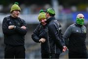 14 November 2020; Donegal manager Declan Bonner, centre, shares a joke with selectors Paul McGonigle and Karl Lacey following the Ulster GAA Football Senior Championship Semi-Final match between Donegal and Armagh at Kingspan Breffni in Cavan. Photo by David Fitzgerald/Sportsfile