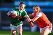 14 November 2020; Sinéad Cafferky of Mayo in action against Aveen Bellew of Armagh during the TG4 All-Ireland Senior Ladies Football Championship Round 3 match between Armagh and Mayo at Parnell Park in Dublin. Photo by Sam Barnes/Sportsfile