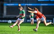 14 November 2020; Sinéad Cafferky of Mayo  in action against Aveen Bellew of Armagh during the TG4 All-Ireland Senior Ladies Football Championship Round 3 match between Armagh and Mayo at Parnell Park in Dublin. Photo by Sam Barnes/Sportsfile