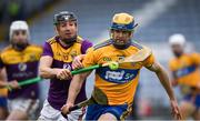 14 November 2020; Seadna Morey of Clare in action against Liam Og McGovern of Wexford during the GAA Hurling All-Ireland Senior Championship Qualifier Round 2 match between Wexford and Clare at MW Hire O'Moore Park in Portlaoise, Laois. Photo by Matt Browne/Sportsfile