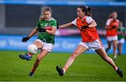 14 November 2020; Sarah Rowe of Mayo in action against Tiarna Grimes of Armagh during the TG4 All-Ireland Senior Ladies Football Championship Round 3 match between Armagh and Mayo at Parnell Park in Dublin. Photo by Sam Barnes/Sportsfile