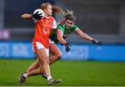 14 November 2020; Blaithin Mackin of Armagh in action against Maria Reilly of Mayo during the TG4 All-Ireland Senior Ladies Football Championship Round 3 match between Armagh and Mayo at Parnell Park in Dublin. Photo by Sam Barnes/Sportsfile