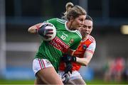 14 November 2020; Grace Kelly of Mayo in action against Sarah Marley of Armagh during the TG4 All-Ireland Senior Ladies Football Championship Round 3 match between Armagh and Mayo at Parnell Park in Dublin. Photo by Sam Barnes/Sportsfile