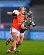 14 November 2020; Blaithin Mackin of Armagh in action against Maria Reilly of Mayo during the TG4 All-Ireland Senior Ladies Football Championship Round 3 match between Armagh and Mayo at Parnell Park in Dublin. Photo by Sam Barnes/Sportsfile