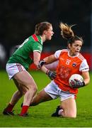 14 November 2020; Caroline O'Hanlon of Armagh in action against Aileen Gilroy of Mayo during the TG4 All-Ireland Senior Ladies Football Championship Round 3 match between Armagh and Mayo at Parnell Park in Dublin. Photo by Sam Barnes/Sportsfile