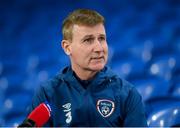 14 November 2020; Republic of Ireland manager Stephen Kenny  speaking to Sky Sports prior to a Republic of Ireland training session at Cardiff City Stadium in Cardiff, Wales. Photo by Stephen McCarthy/Sportsfile