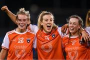 14 November 2020; Armagh players from left, Shauna Grey, Kelly Mallon and Aoife McCoy celebrate following the TG4 All-Ireland Senior Ladies Football Championship Round 3 match between Armagh and Mayo at Parnell Park in Dublin. Photo by Sam Barnes/Sportsfile