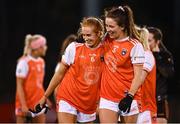 14 November 2020; Armagh players Blaithin Mackin, left, and Tiarna Grimes celebrate following the TG4 All-Ireland Senior Ladies Football Championship Round 3 match between Armagh and Mayo at Parnell Park in Dublin. Photo by Sam Barnes/Sportsfile